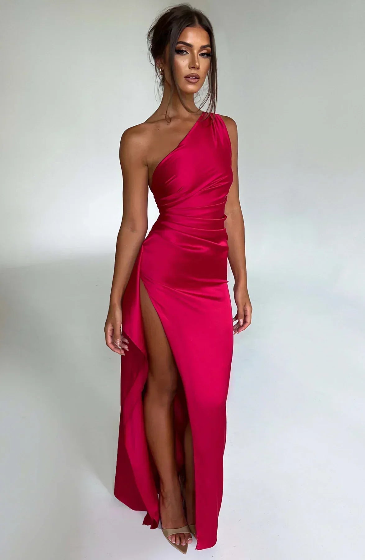 Women's asymmetric maxi dress with high split