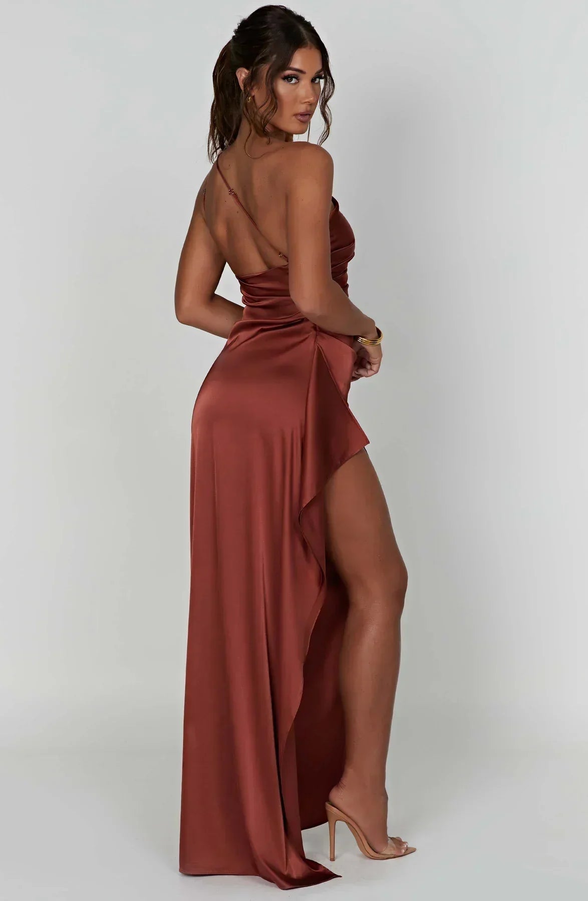 Women's asymmetric maxi dress with high split