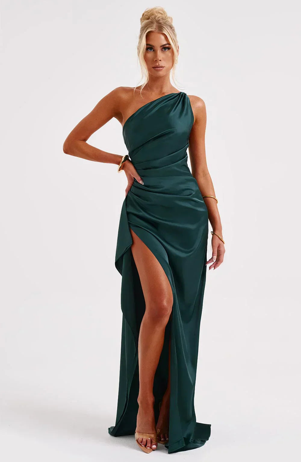 Women's asymmetric maxi dress with high split