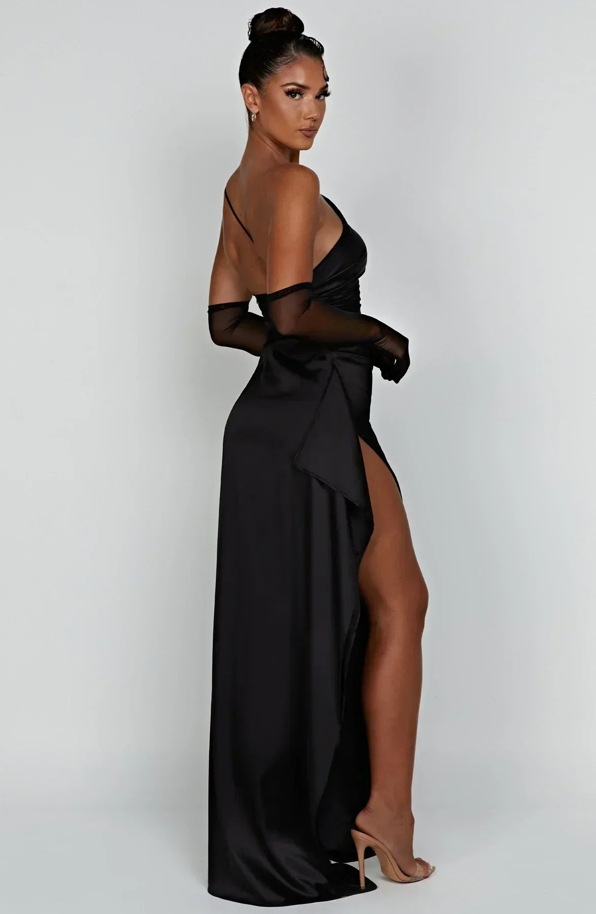 Women's asymmetric maxi dress with high split