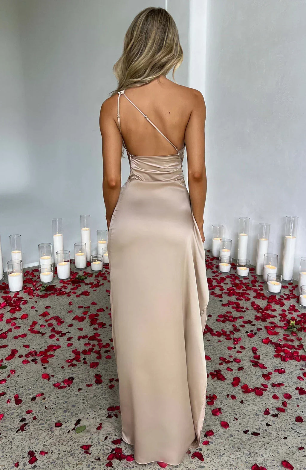 Women's asymmetric maxi dress with high split