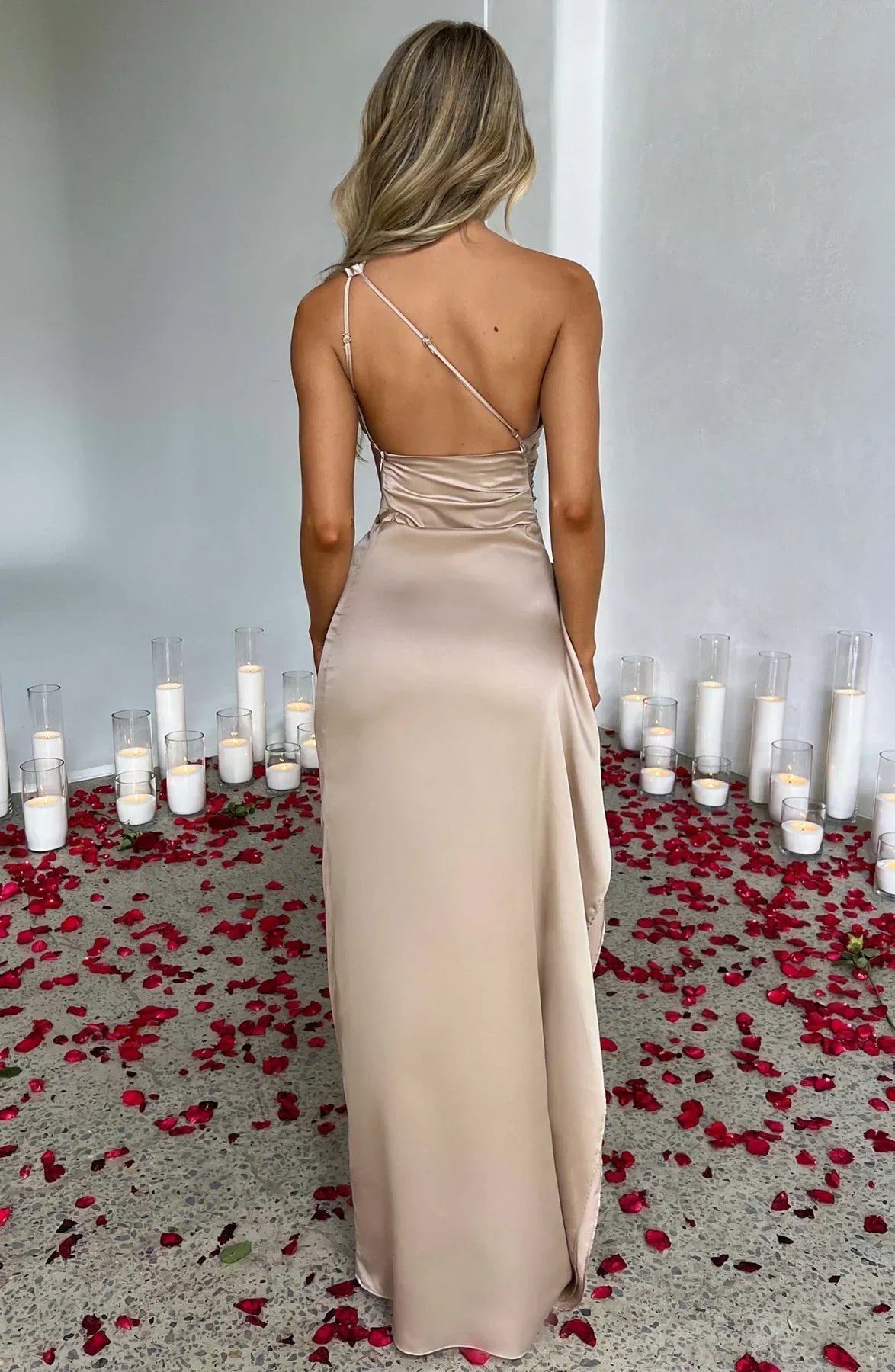 Women's asymmetric maxi dress with high split
