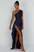 Women's asymmetric maxi dress with high split