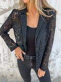 Women's blazer with sheer lace pattern