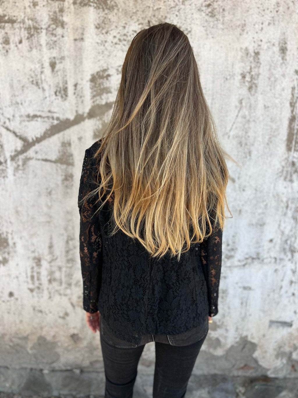 Women's blazer with sheer lace pattern
