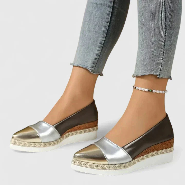 Women's closed-toe slip-on wedge sandals