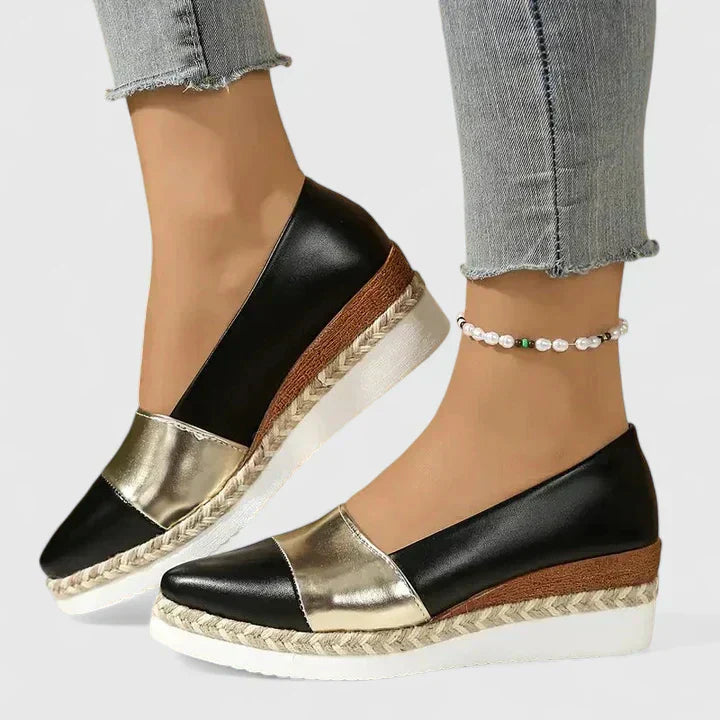 Women's closed-toe slip-on wedge sandals