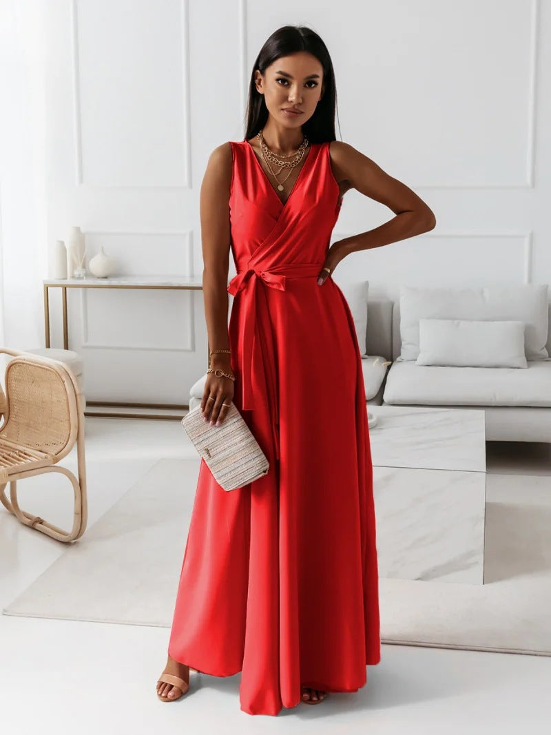 Women's cocktail dress with V-neckline