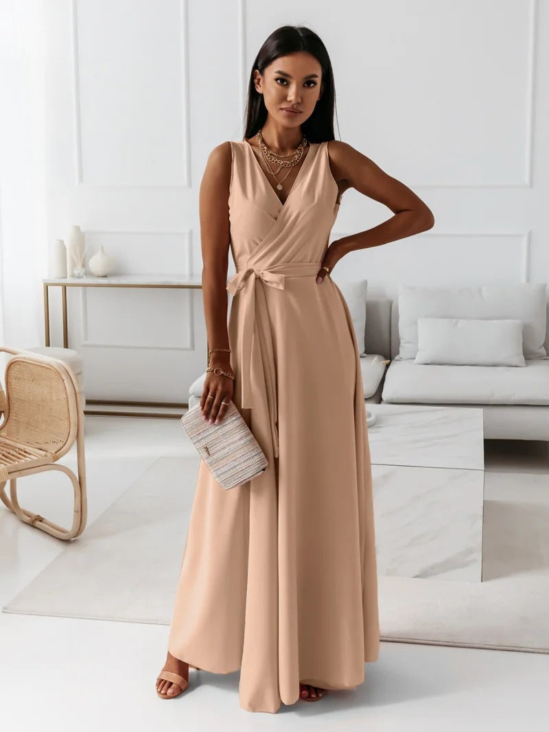 Women's cocktail dress with V-neckline