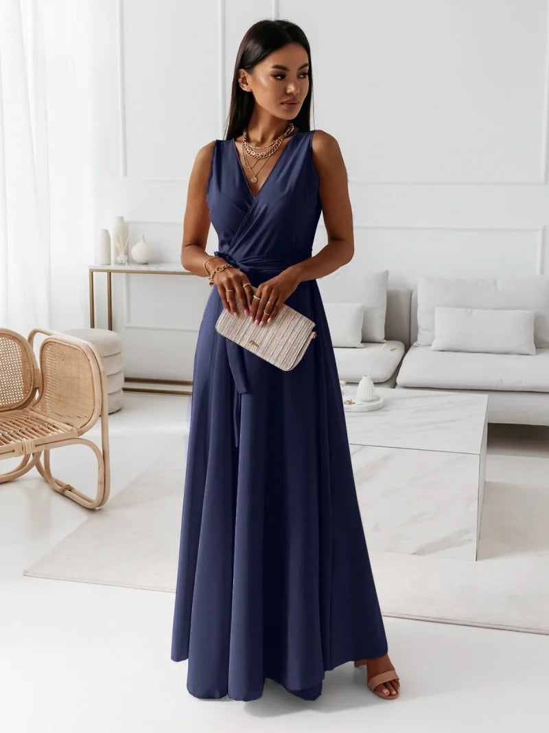 Women's cocktail dress with V-neckline