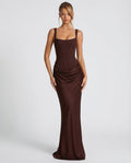 Women’s Maxi Dress with Sweetheart Neckline and Draped Skirt