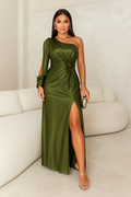 Women's evening dress with structured upper section