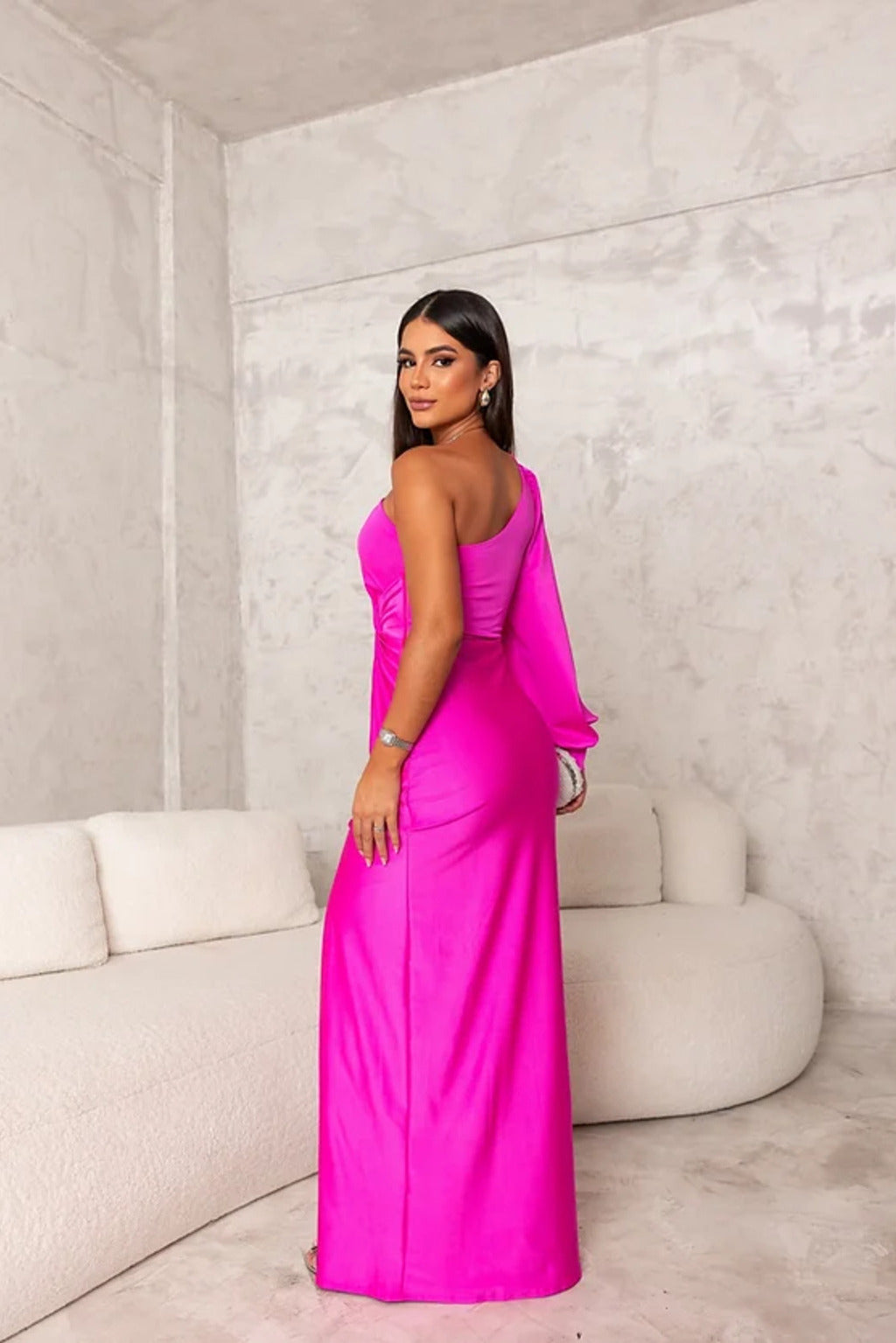 Women's evening dress with structured upper section