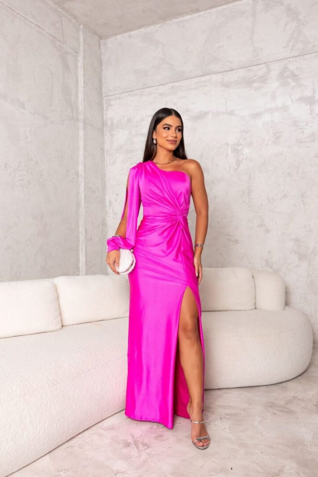 Women's evening dress with structured upper section