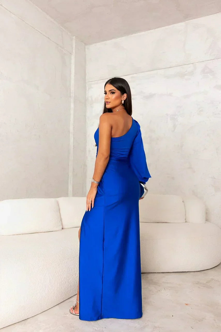 Women's evening dress with structured upper section