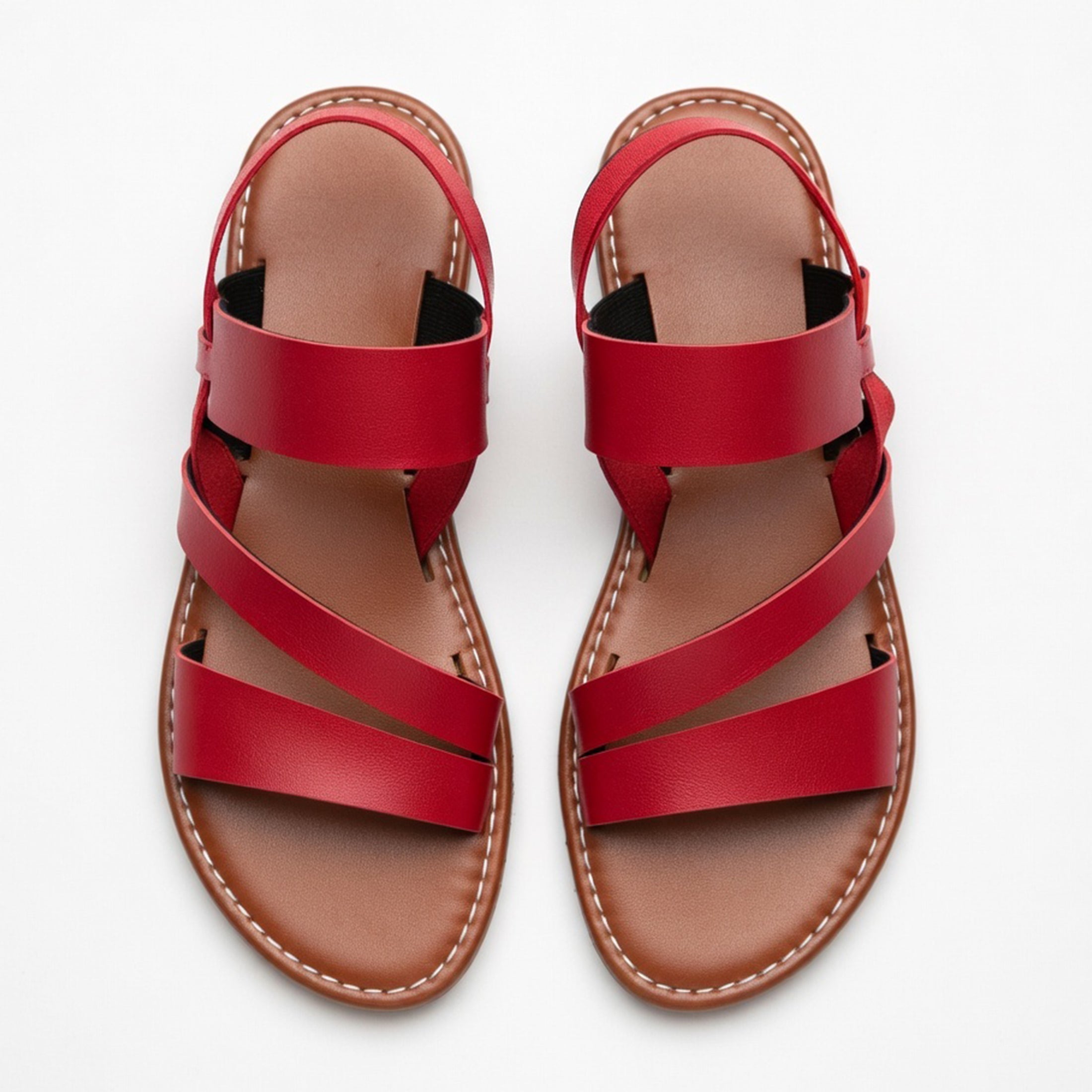 Women's flat sandals with straps and open toe