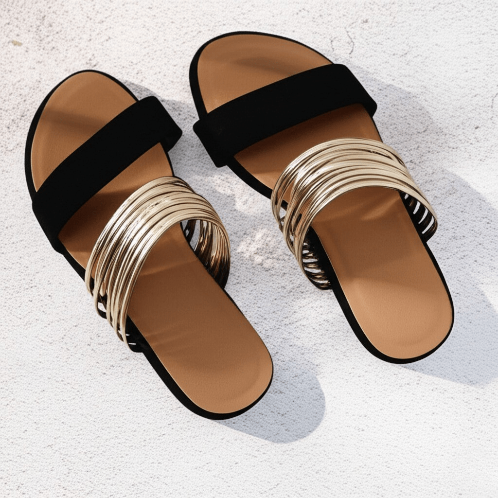 Women's flat slide sandals with open toe