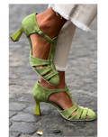 Women's heeled sandals with straps