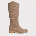 Women's knee-high boots with low heel and side detail
