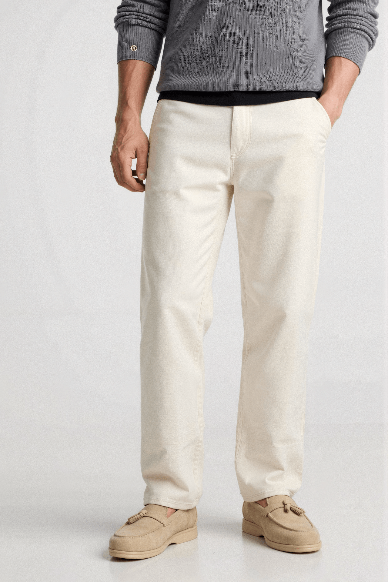 Men's loafers with velvet upper and round toe