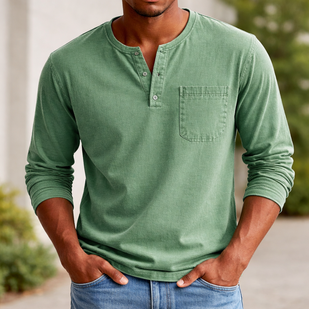 Men's long-sleeve Henley shirt