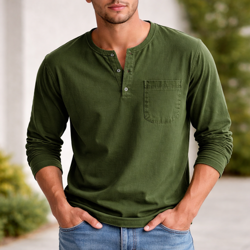 Men's long-sleeve Henley shirt