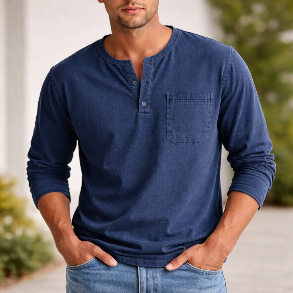 Men's long-sleeve Henley shirt