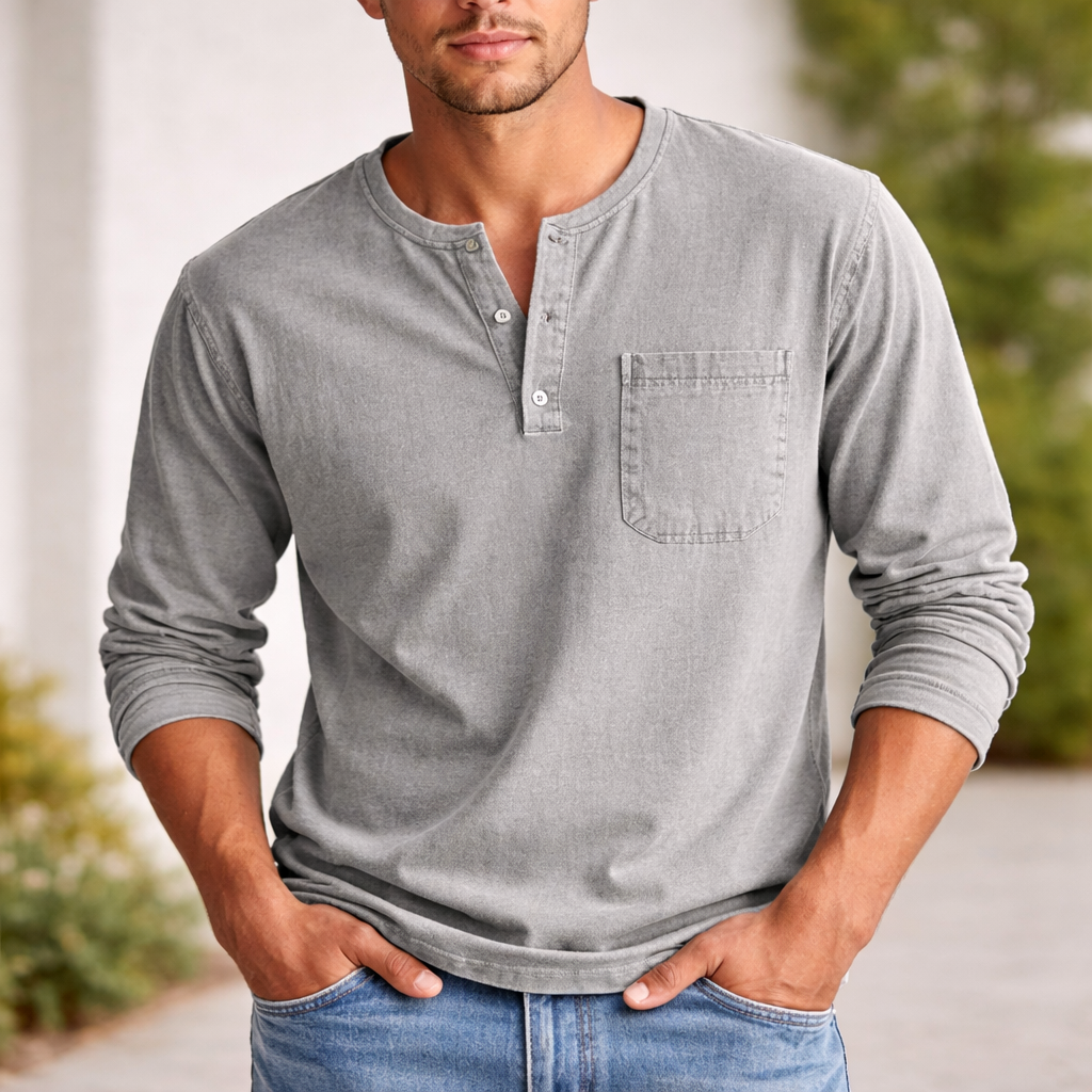 Men's long-sleeve Henley shirt
