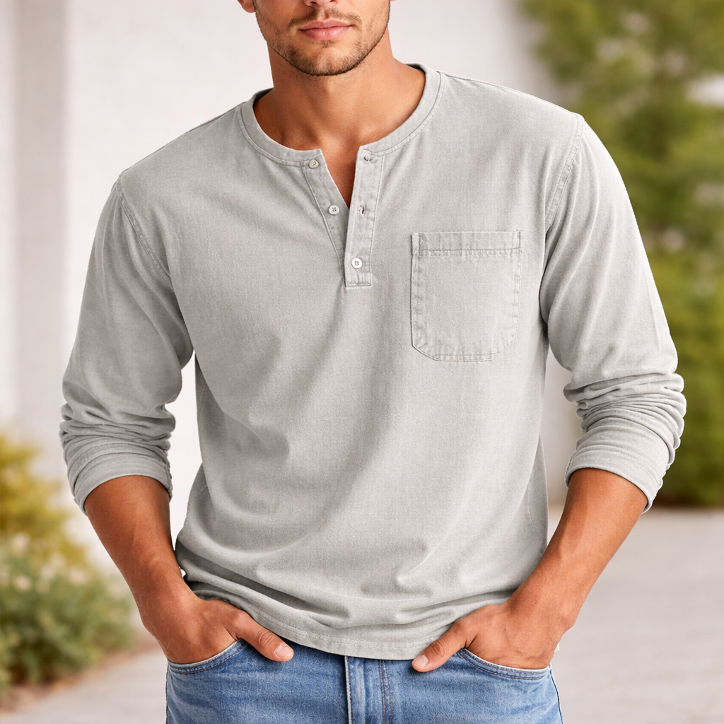 Men's long-sleeve Henley shirt