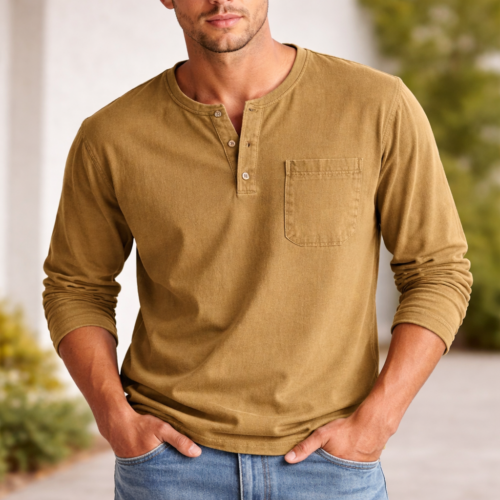 Men's long-sleeve Henley shirt