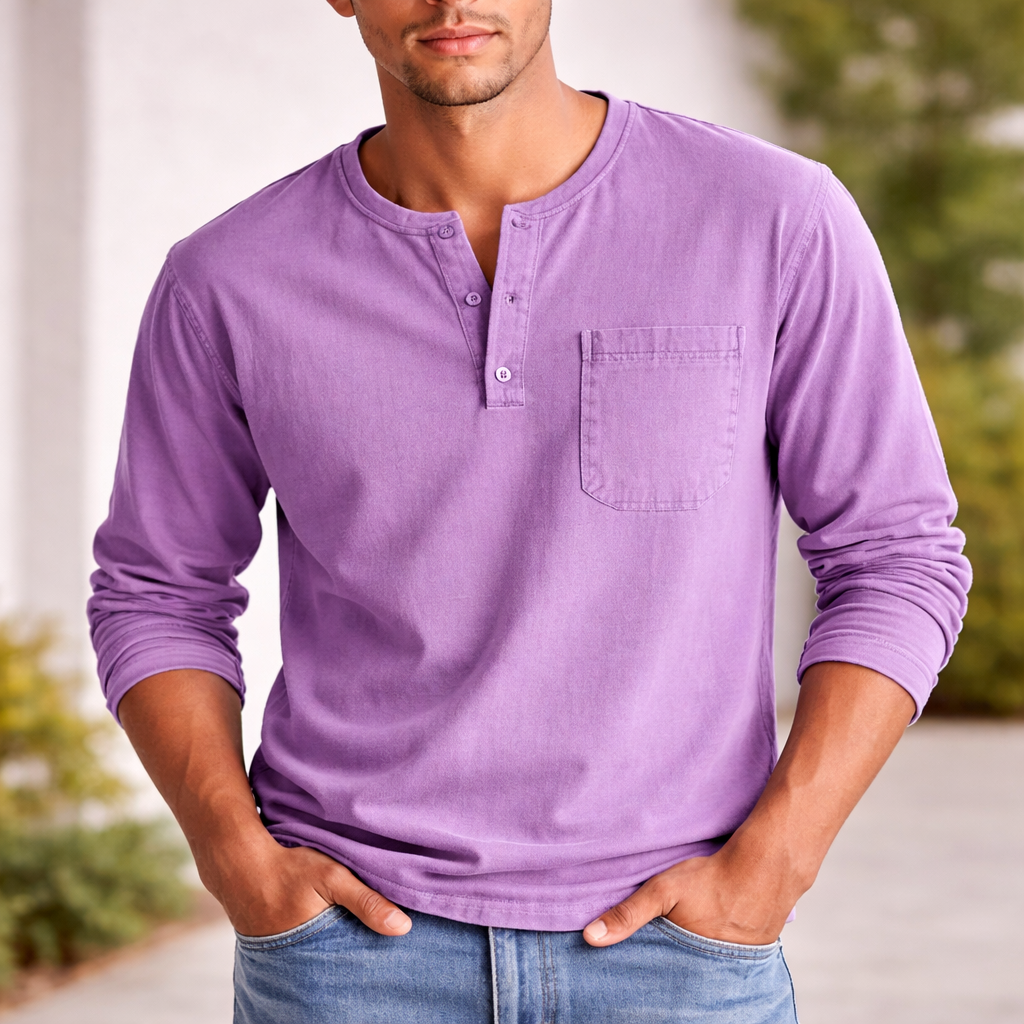Men's long-sleeve Henley shirt