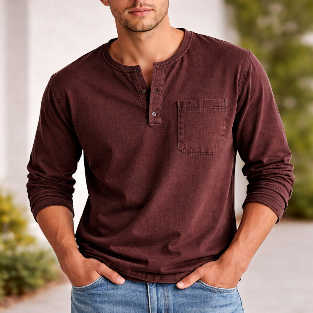 Men's long-sleeve Henley shirt