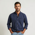 Men's long-sleeve shirt with button placket and collar