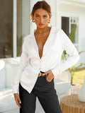 Women's loose-fit blouse with smooth finish