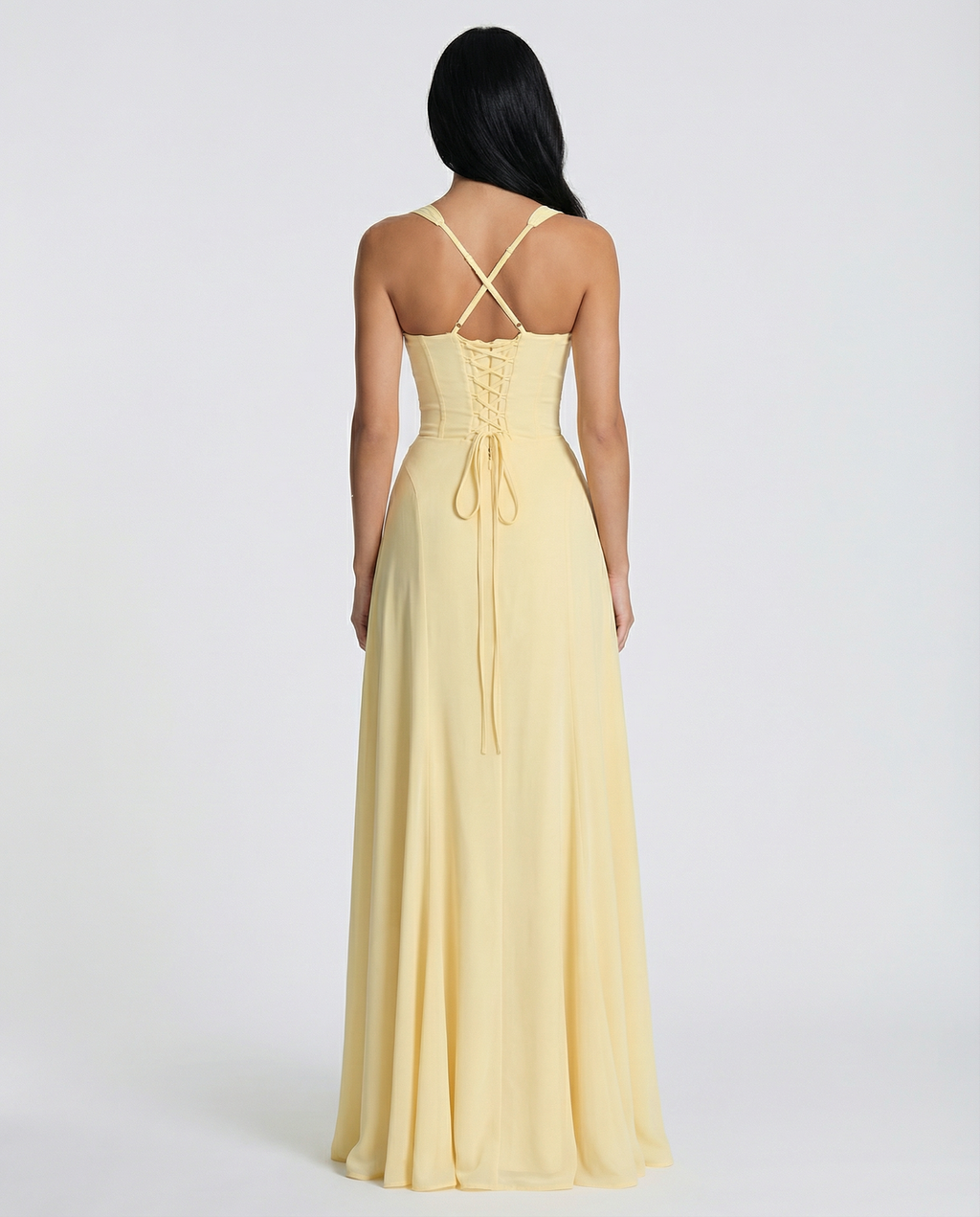 Women’s Maxi Dress with Sweetheart Neckline and Lace-Up Back