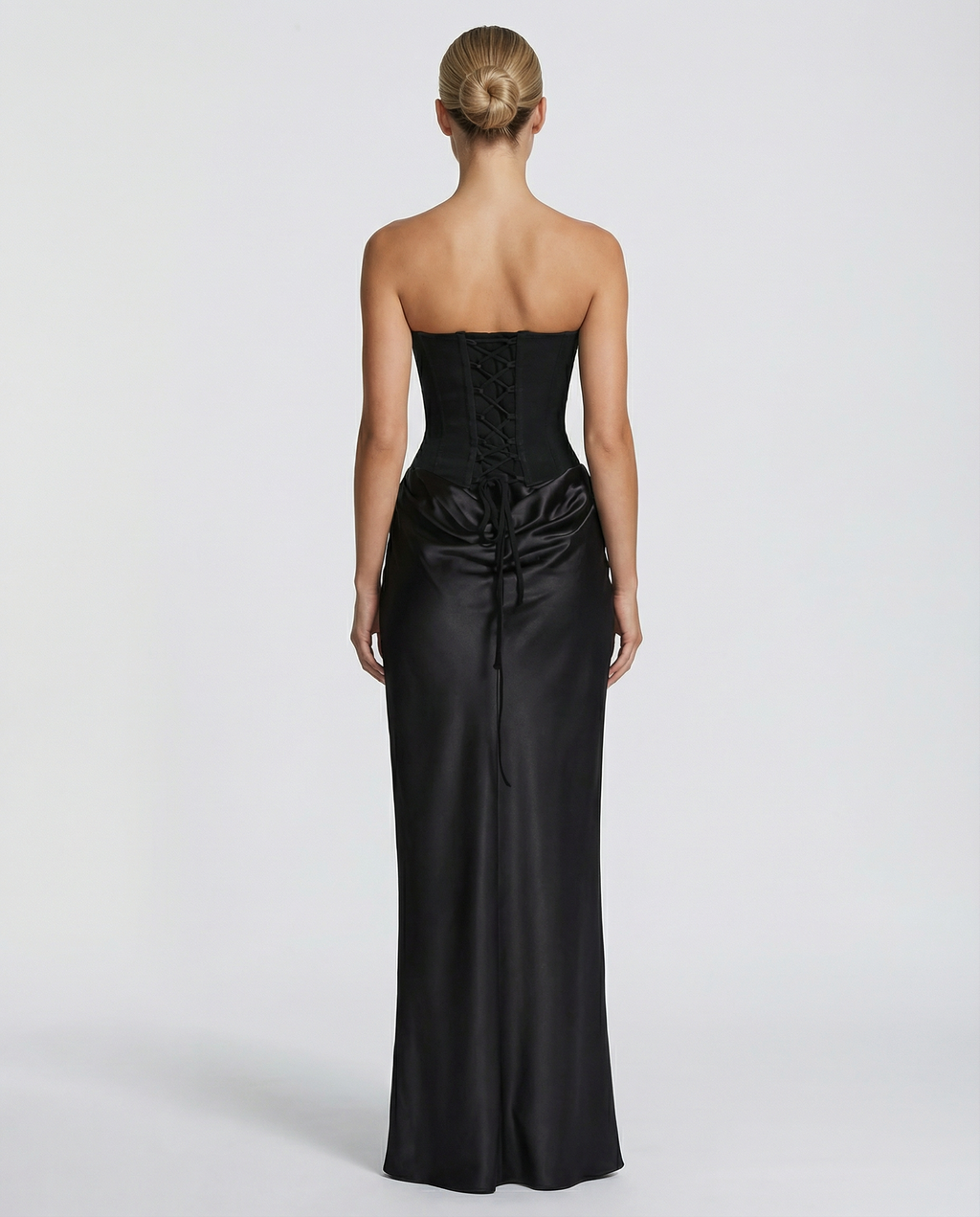 Women’s Strapless Maxi Dress with Matching Scarf and Draped Detail