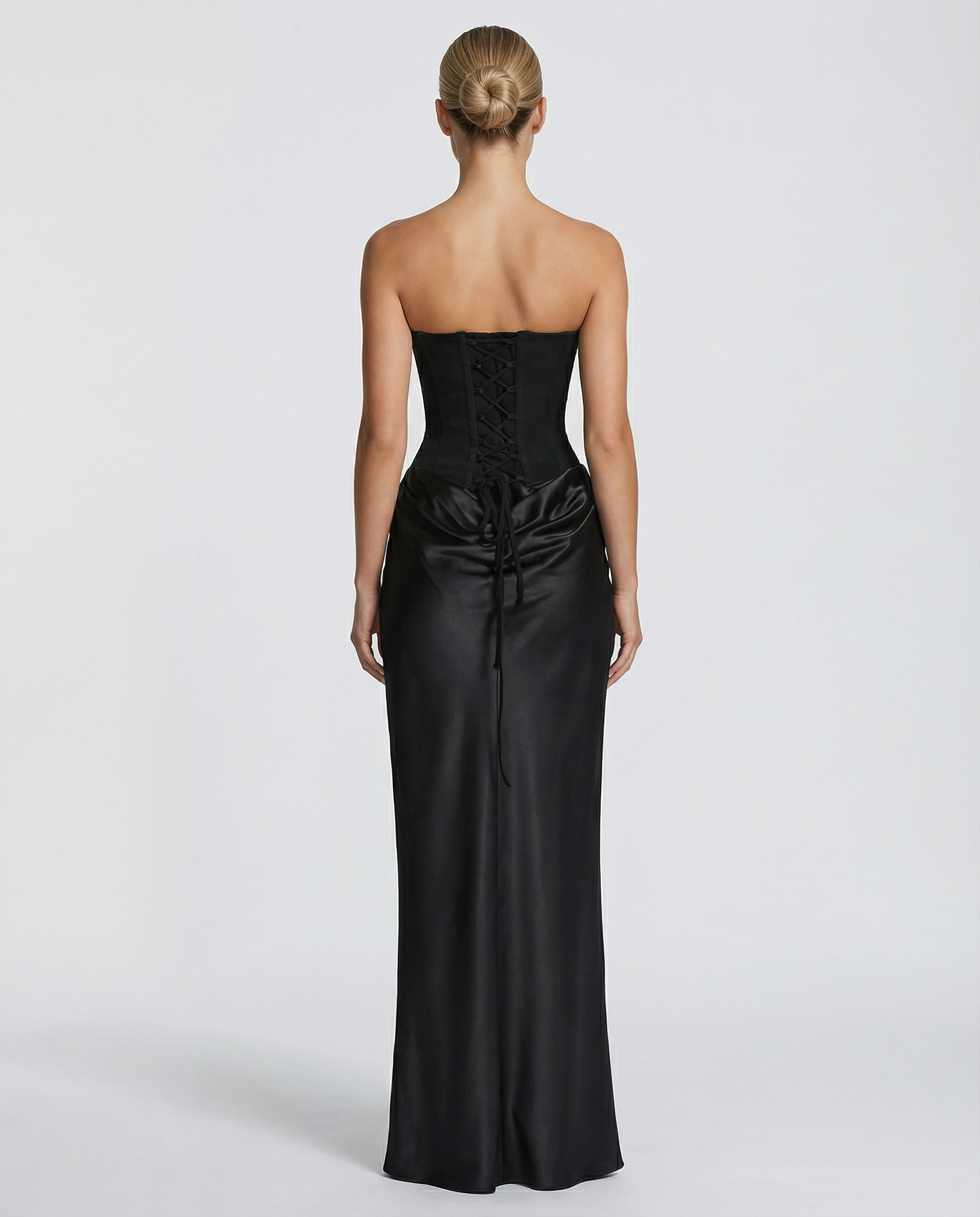 Women’s Strapless Maxi Dress with Matching Scarf and Draped Detail