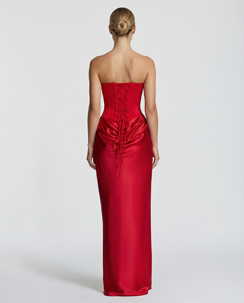 Women’s Strapless Maxi Dress with Matching Scarf and Draped Detail