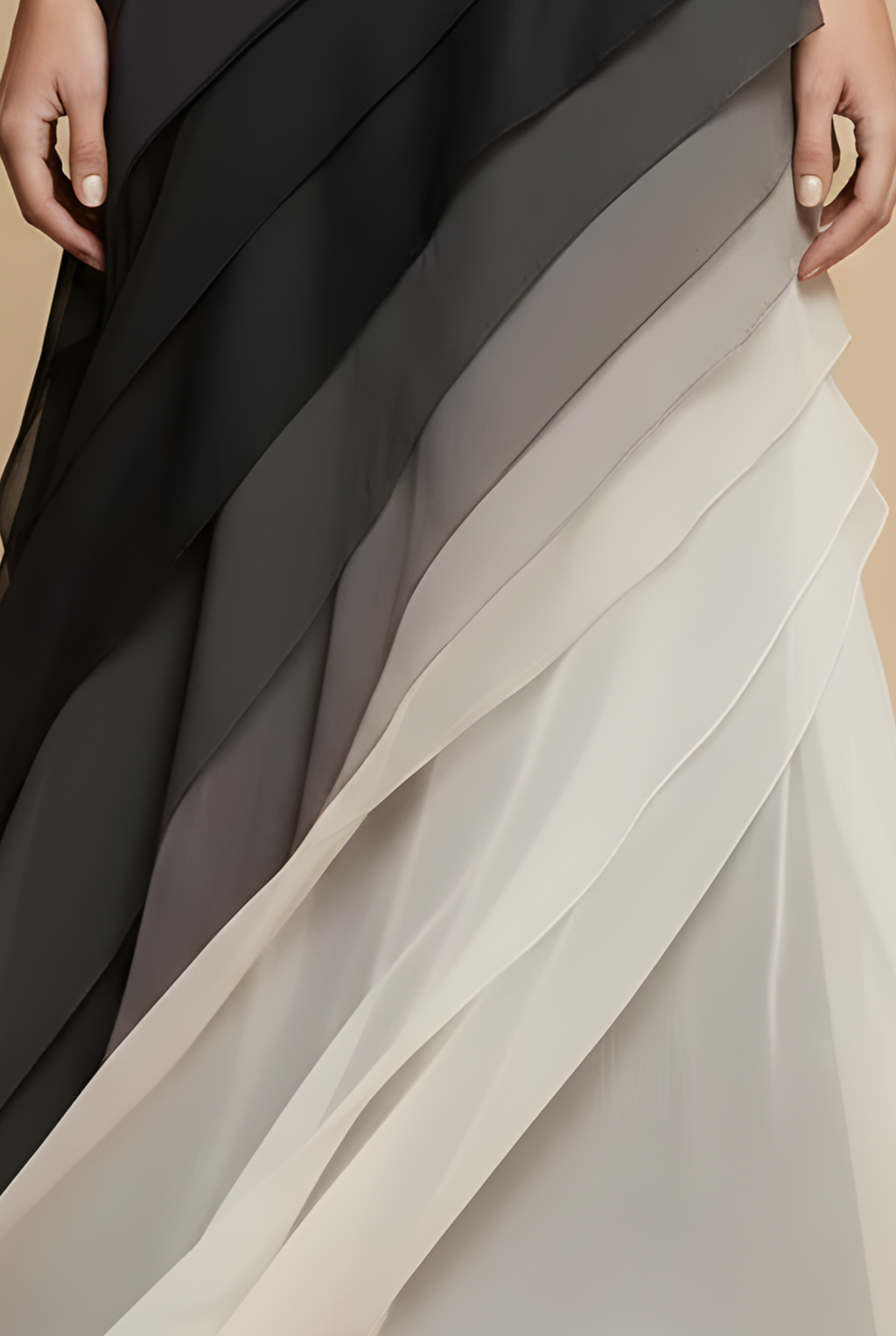 Women's maxi dress with tiered skirt and ombre pattern