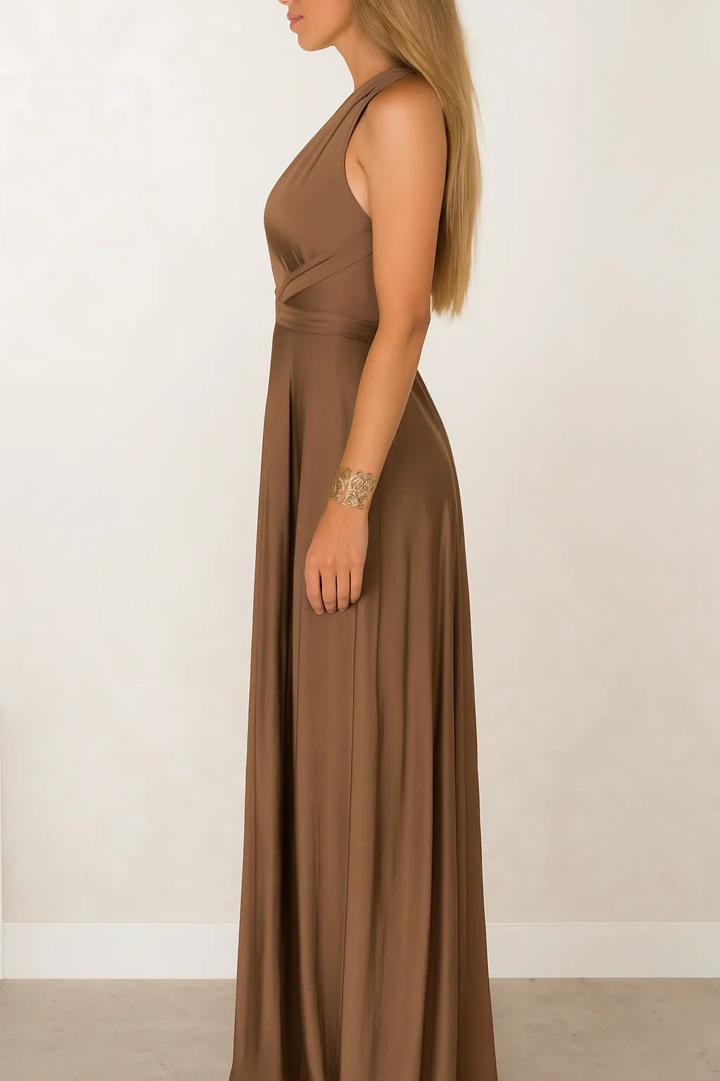 Women's midi cocktail dress with fitted bodice