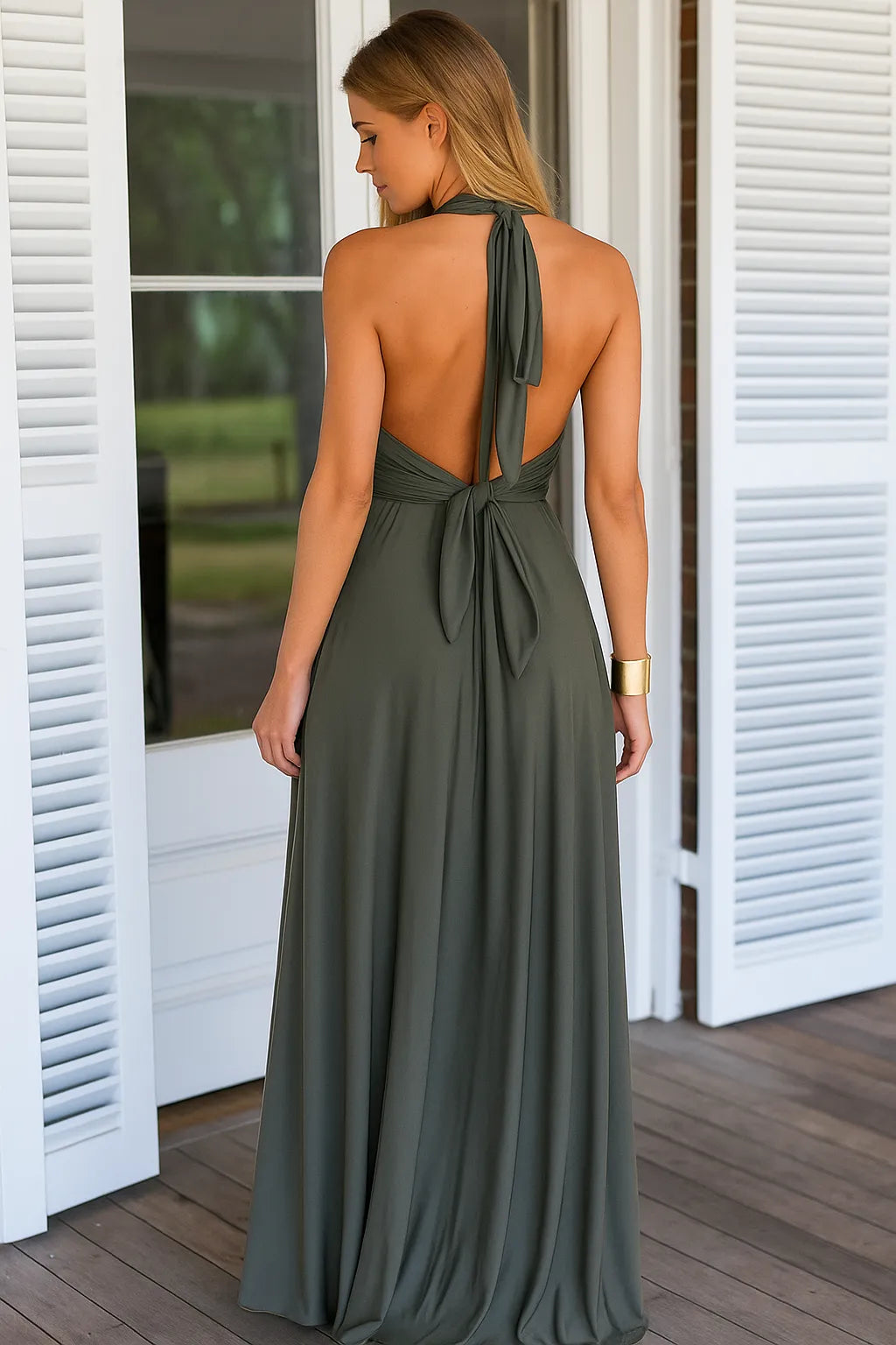 Women's midi cocktail dress with fitted bodice