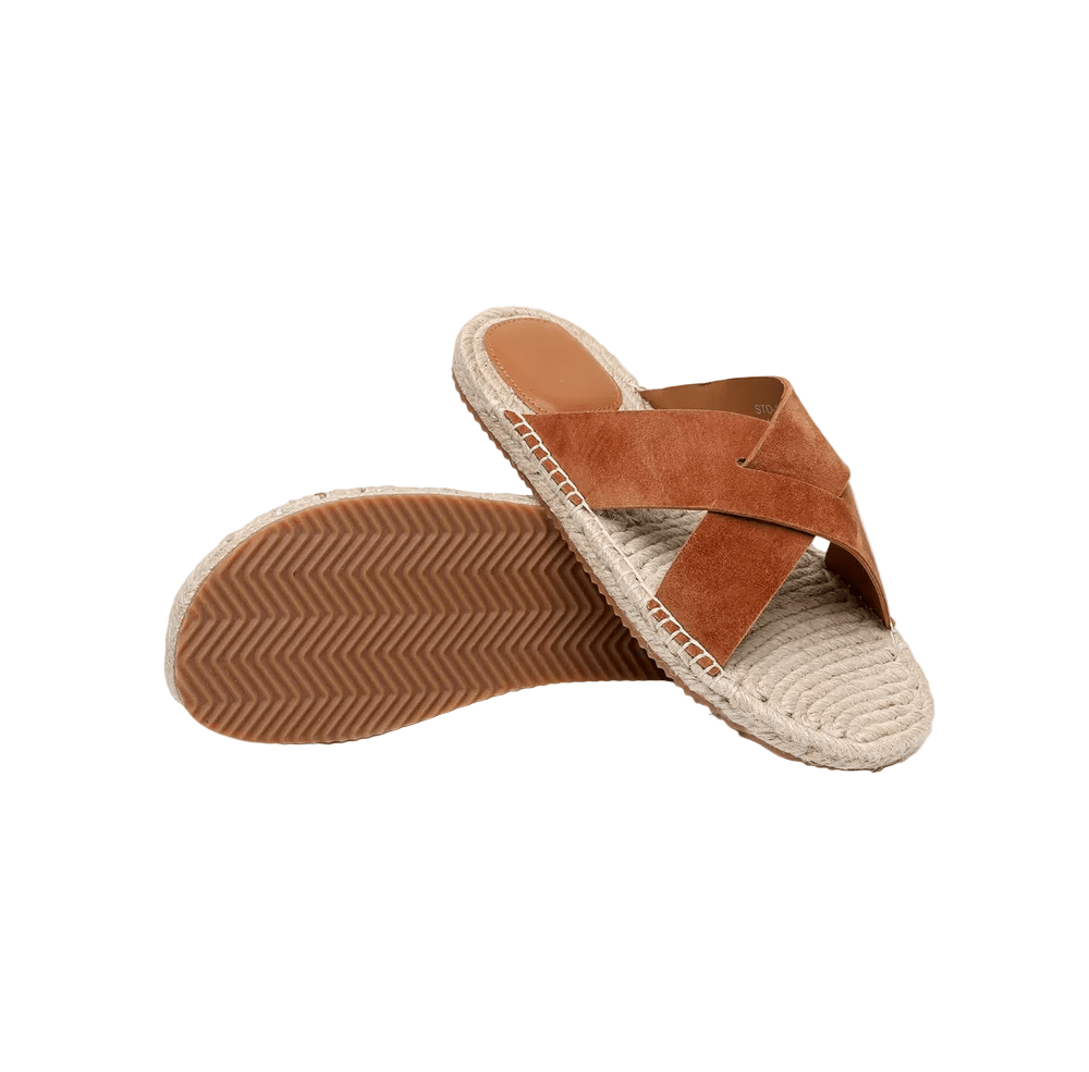 Men's open-toe sandals with jute trim