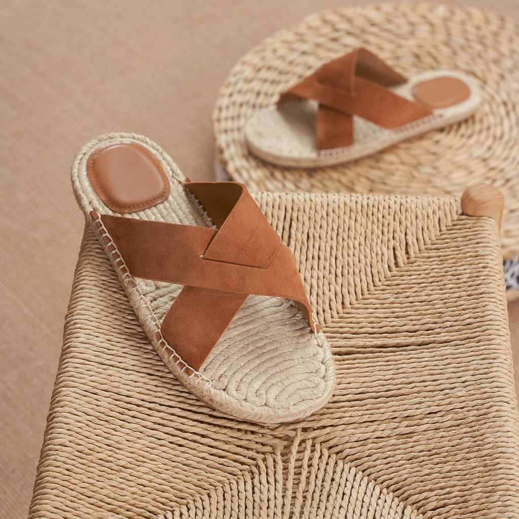 Men's open-toe sandals with jute trim