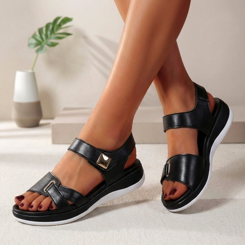 Women's platform sandals with adjustable strap