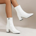 Women's pointed-toe ankle boots with block heel and side zip