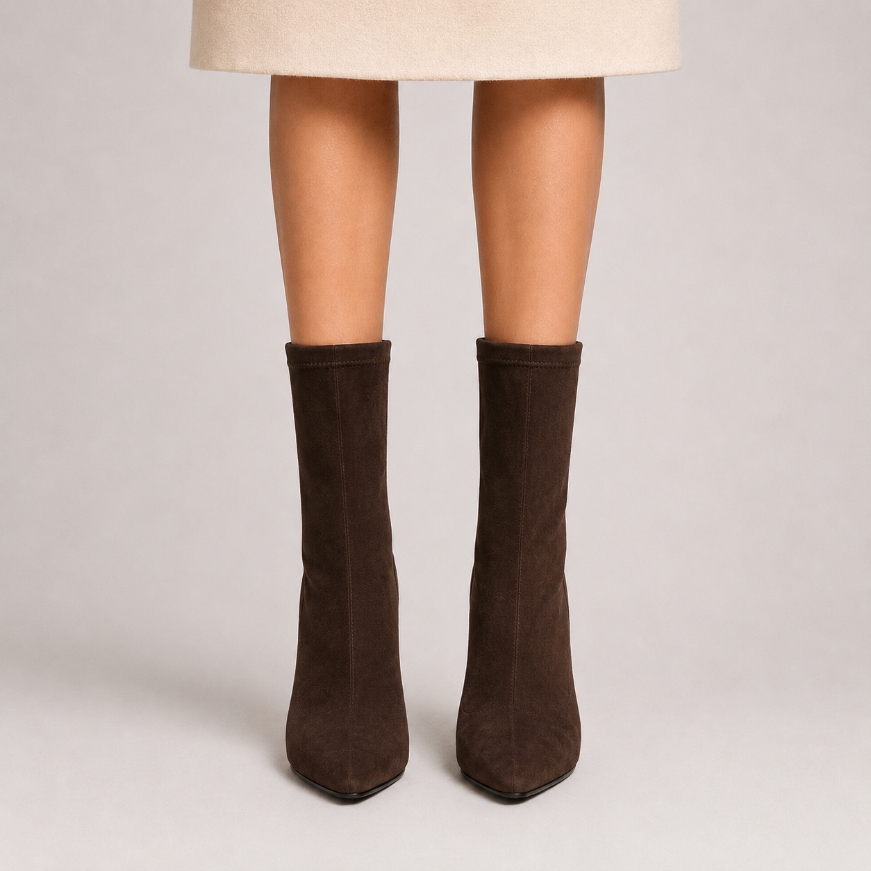 Women's pointed-toe sock ankle boots with sculpted heel