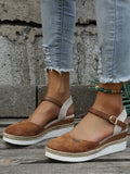 Women's sandals with woven upper, cushioned insole and open toe