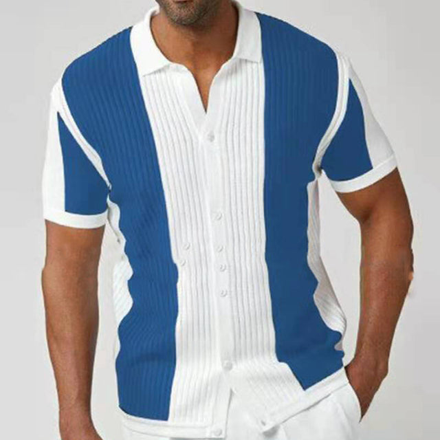 Men's short-sleeve polo shirt with button placket