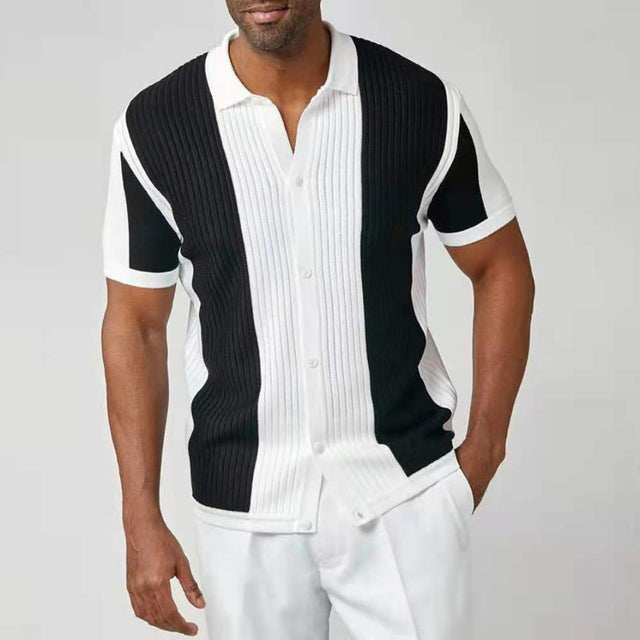 Men's short-sleeve polo shirt with button placket