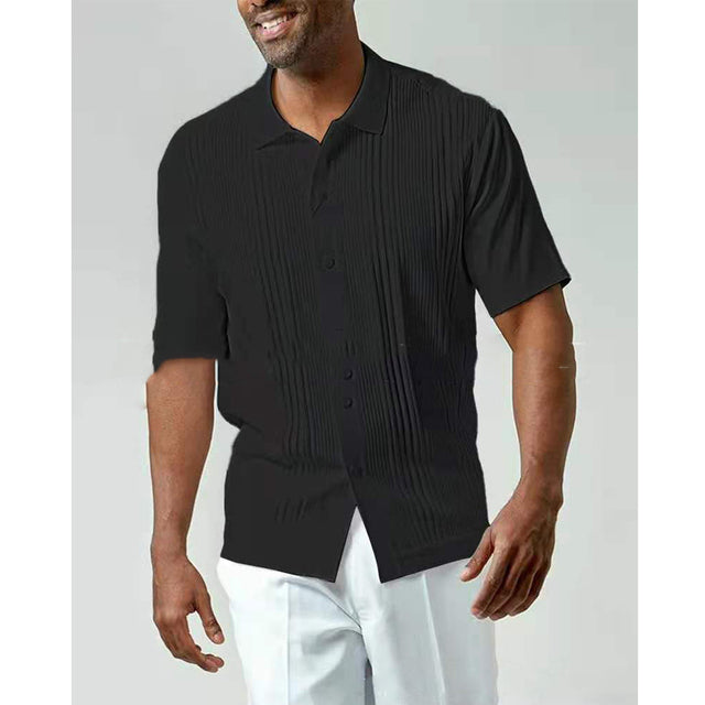 Men's short-sleeve polo shirt with button placket